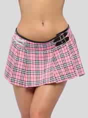 Lovehoney Fantasy Tartan Buckle Detail Mini Skirt, Pink, hi-res