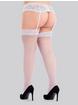 Lovehoney Black Fishnet Lace Top Thigh High Stockings, White, hi-res