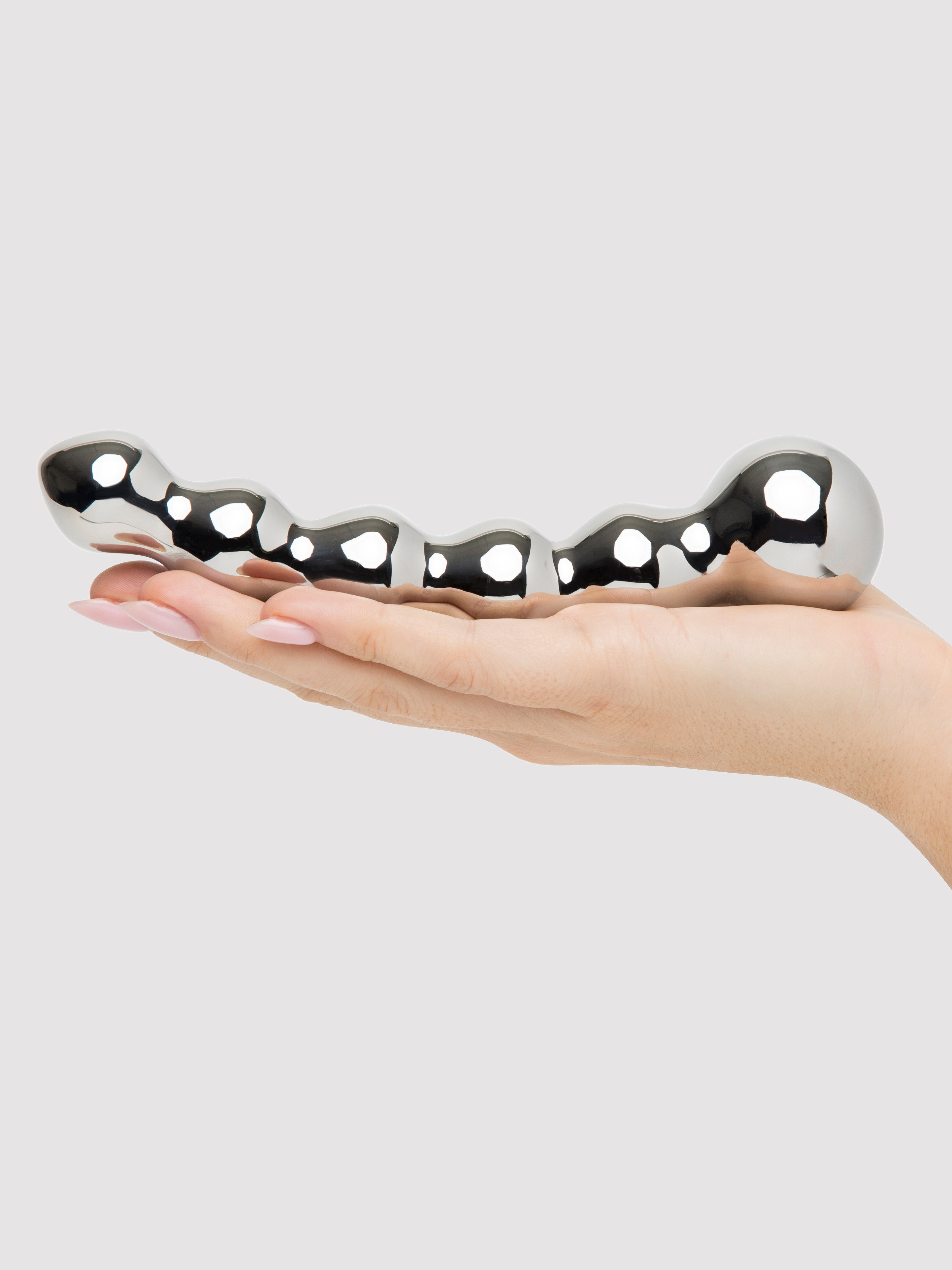 Desire Luxury Beaded Stainless Steel Dildo, Silver, hi-res