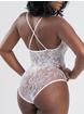 Lovehoney Crotchless Lace Spaghetti Strap Teddy, White, hi-res