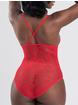 Lovehoney Crotchless Lace Peek-a-Boo Teddy, Red, hi-res