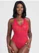 Lovehoney Red Crotchless Halterneck Body, Red, hi-res