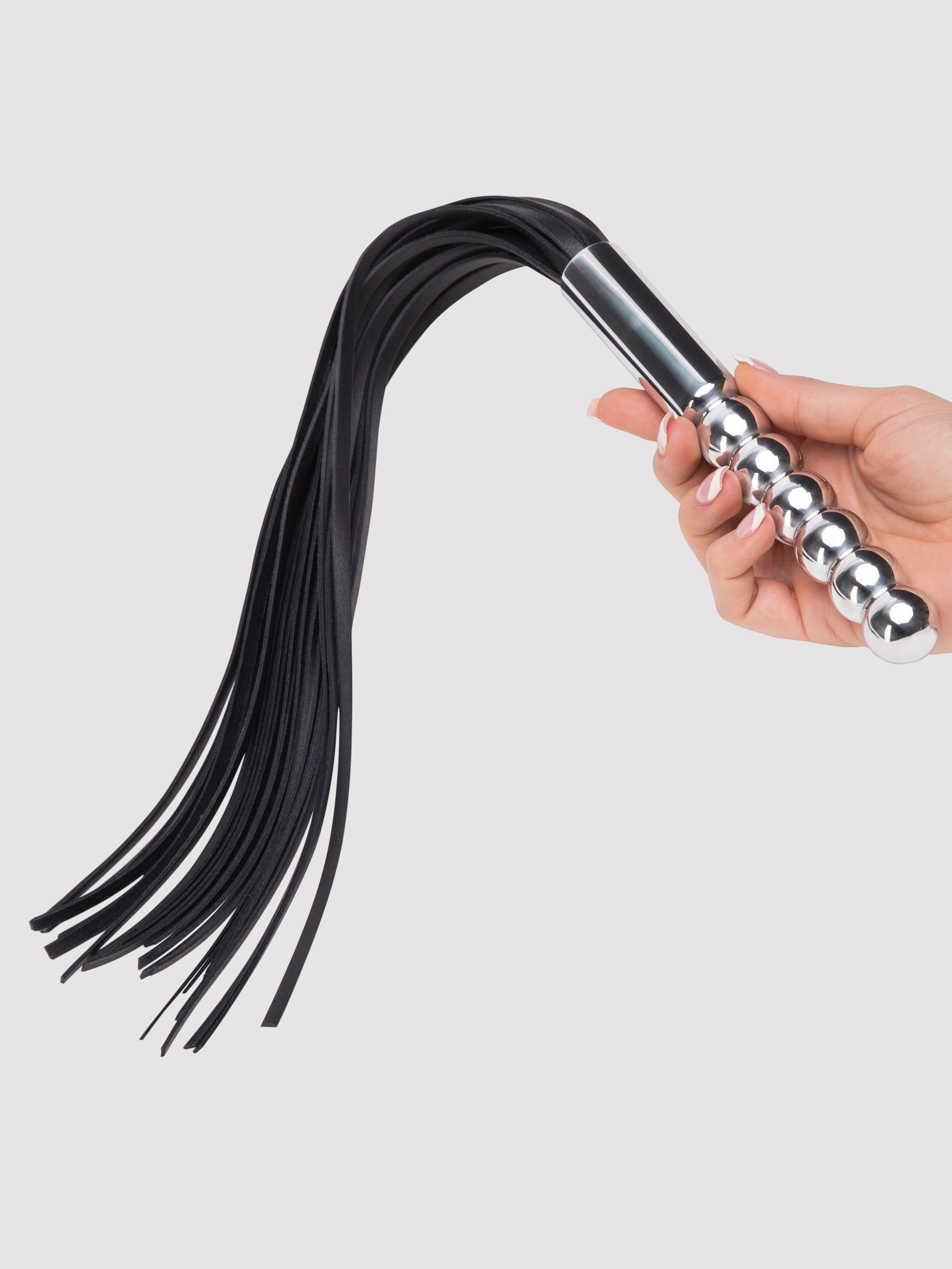 DOMINIX Deluxe Aluminium Dildo with Leather Flogger, Silver, hi-res