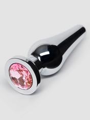 LuxGem Pink Jewelled Metal Butt Plug 4 Inch, Silver, hi-res
