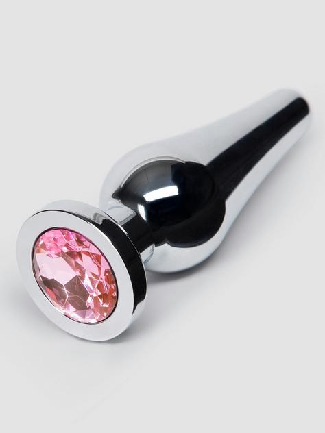 Plug anal en métal 10 cm avec base cristal rose, LuxGem, Argenté, hi-res