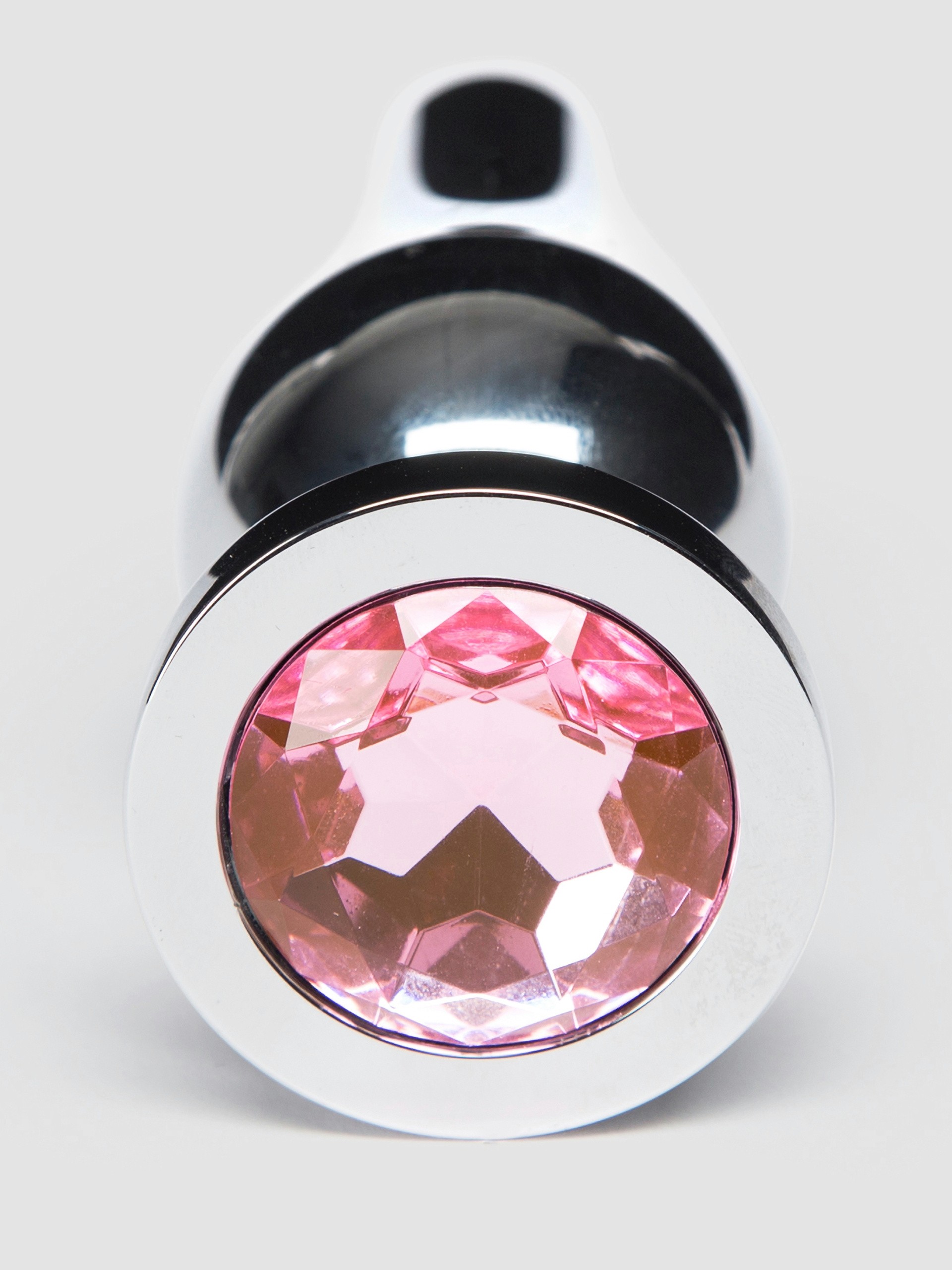 LuxGem Pink Jewelled Metal Butt Plug 4 Inch, Silver, hi-res