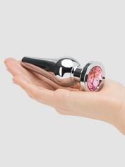 LuxGem Pink Jewelled Metal Butt Plug 4 Inch, Silver, hi-res