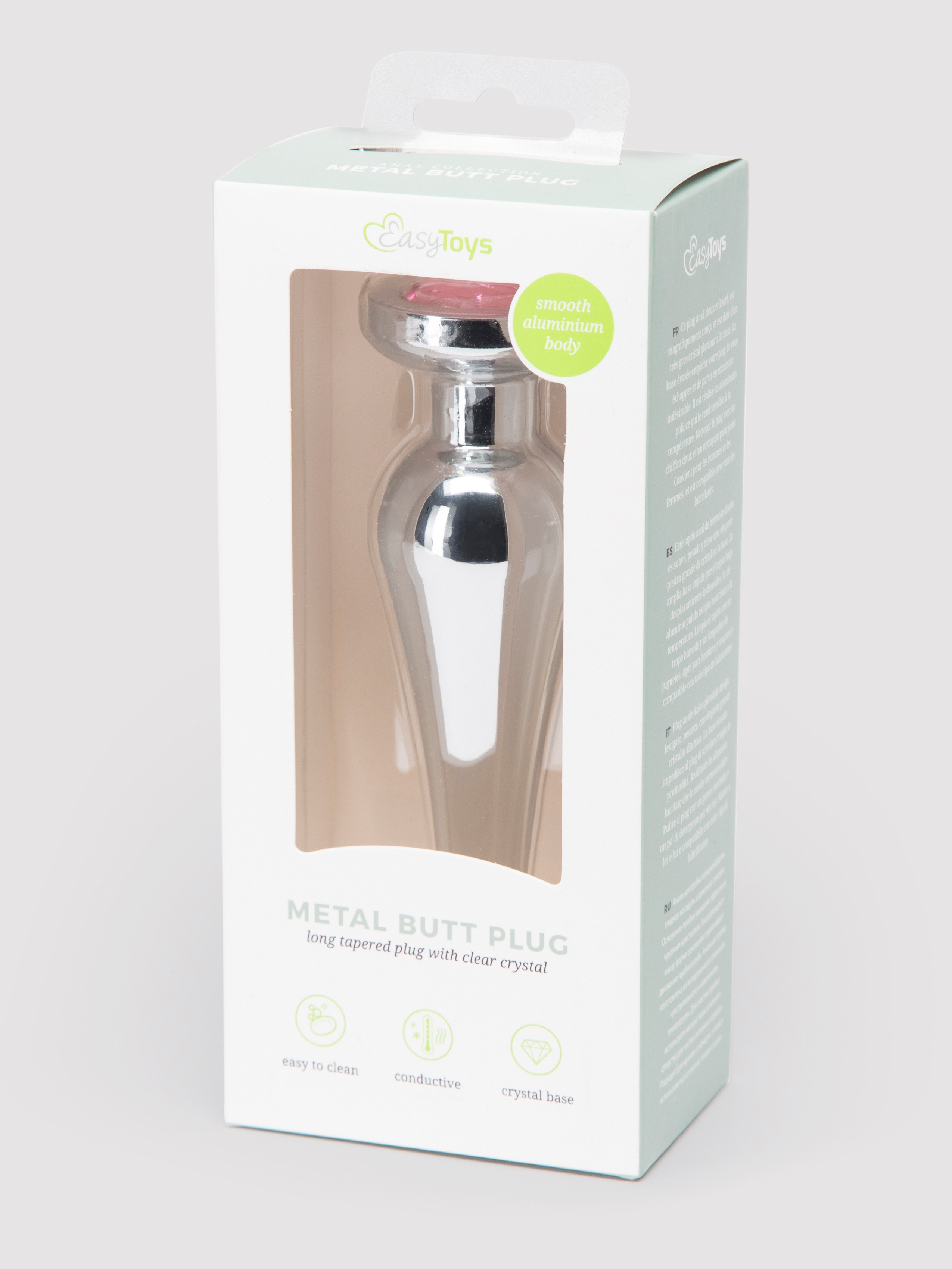 LuxGem Pink Jewelled Metal Butt Plug 4 Inch, Silver, hi-res