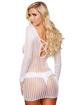Lapdance White Crochet Long Sleeve Mini Dress, White, hi-res