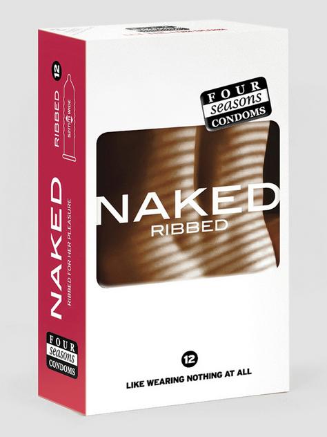 Four Seasons Naked Ribbed Latex Condoms (12 Pack), , hi-res