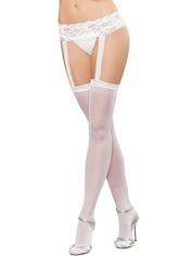 Dreamgirl White Crotchless Suspender Tights, White, hi-res