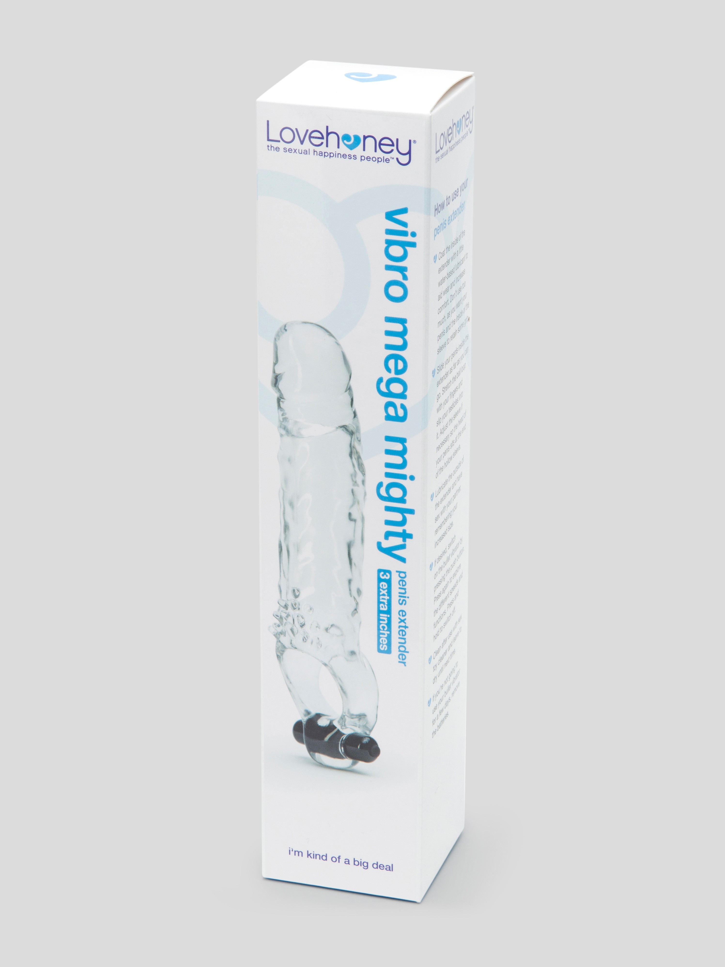 Lovehoney Vibro Mega Mighty 3 Extra Inches Vibrating Penis Extender, Clear, hi-res