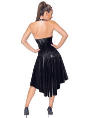 PVC Neckholder-Kleid mit tiefem Ausschnitt, Schwarz, hi-res