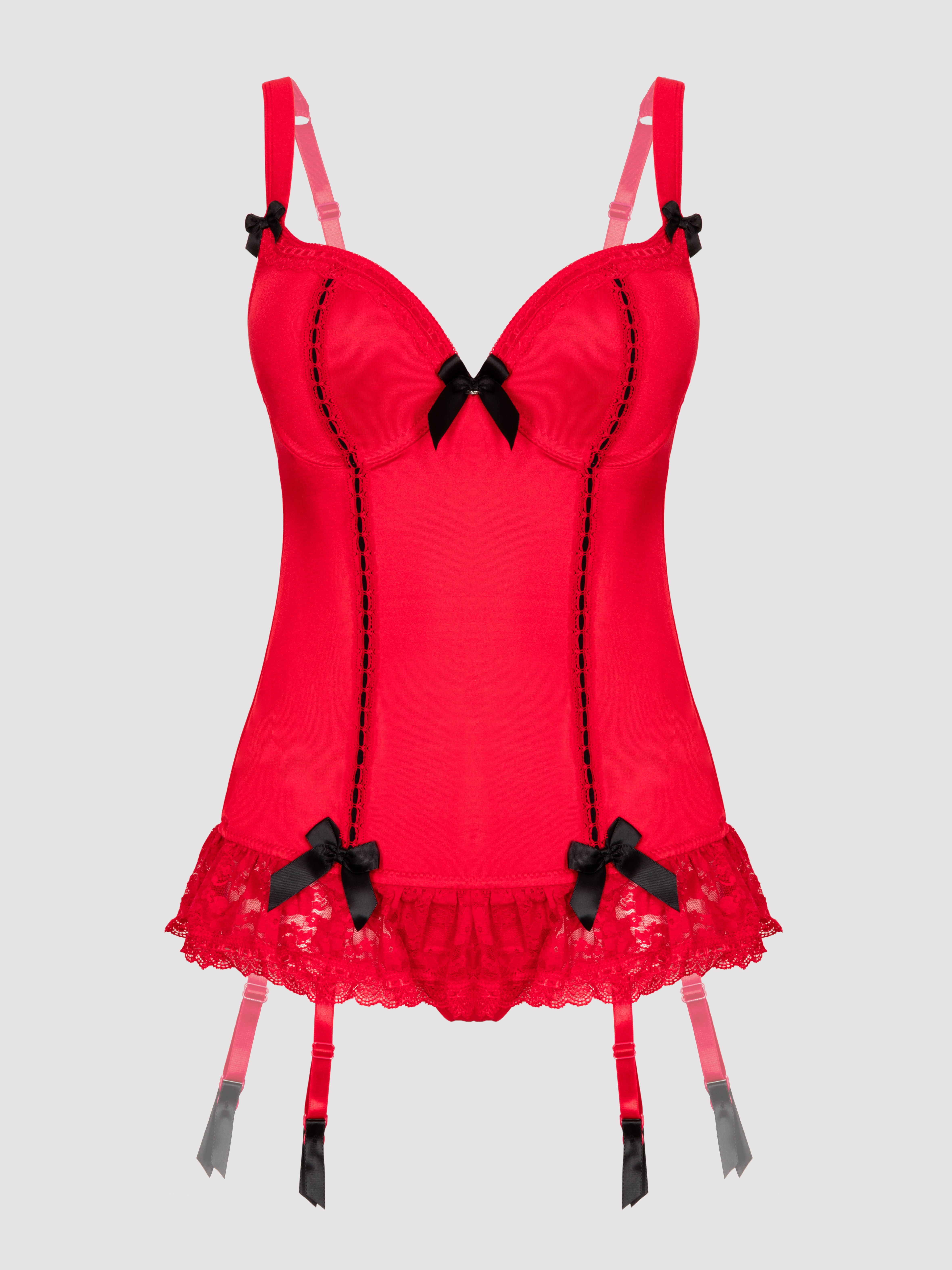 Lovehoney Seduce Me Push-Up Basque Set, Red, vanilla