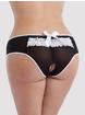 Lovehoney Fantasy Plus Size Crotchless Ruffle Back French Maid Knickers, Black, hi-res