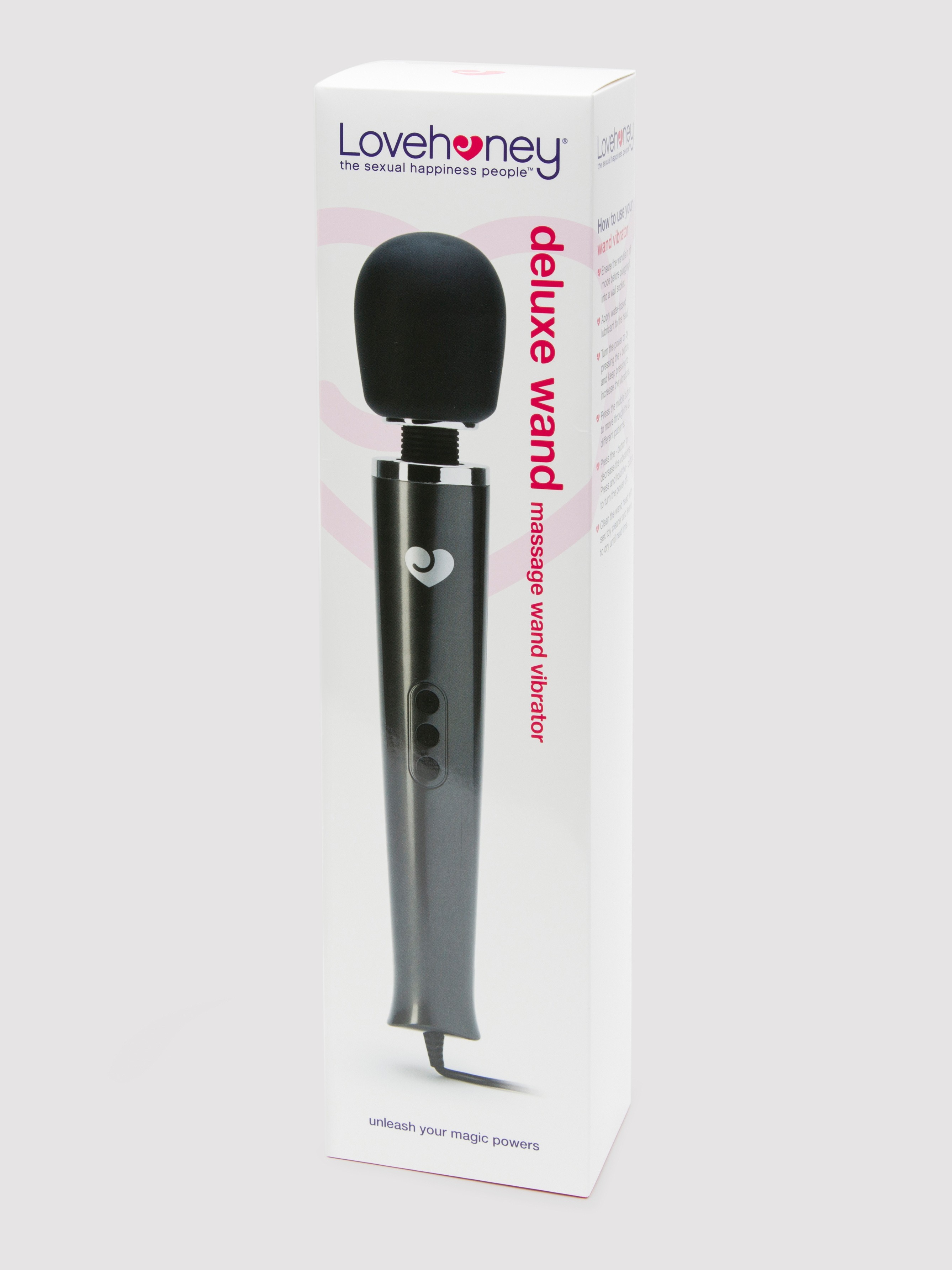 Lovehoney Deluxe Mains Powered Extra Powerful Magic Wand Vibrator, Black, hi-res