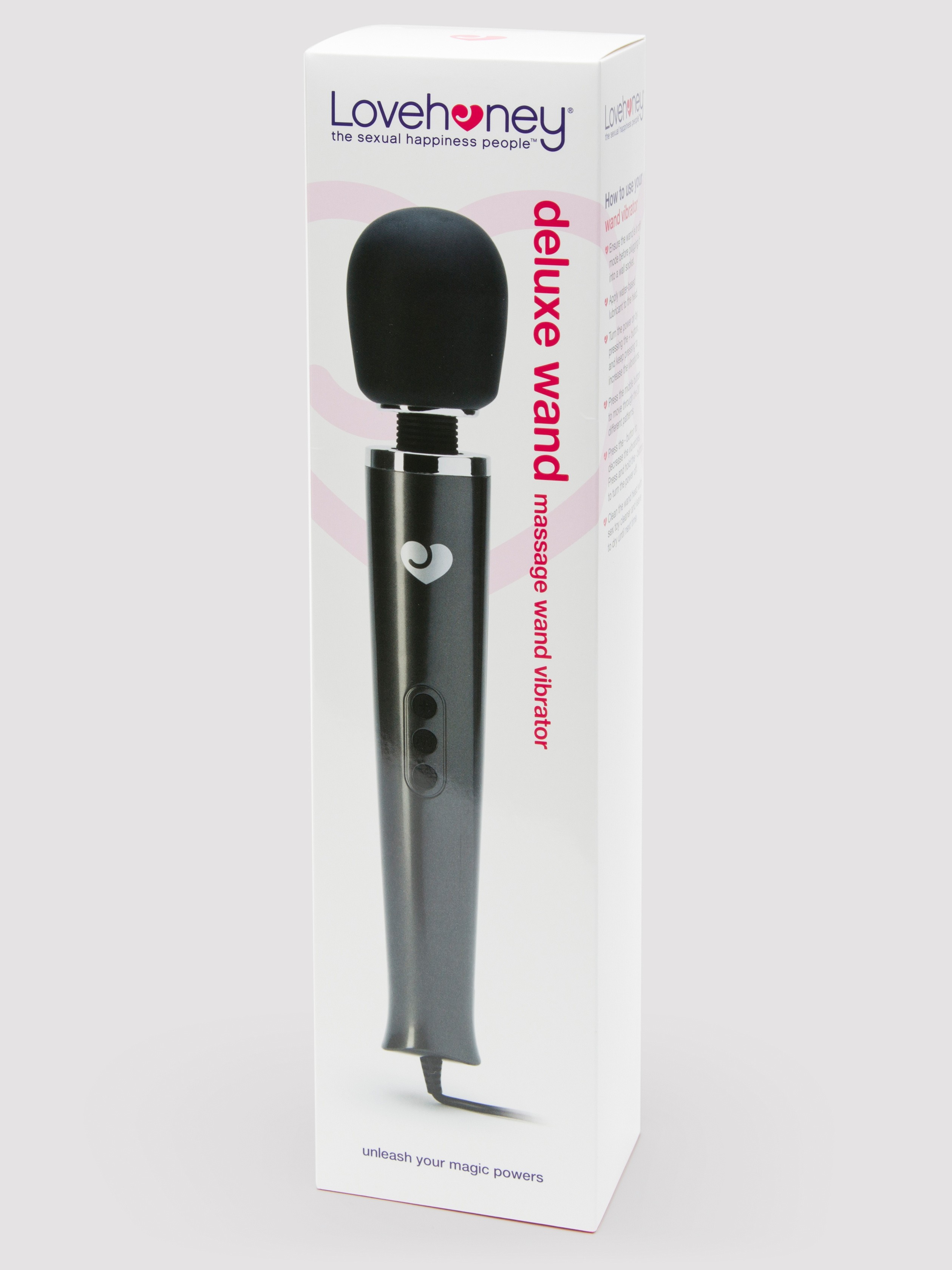 Lovehoney Deluxe Black Mains Powered Wand Vibrator, Black, hi-res