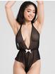 Lovehoney Barely There Sheer Crotchless Teddy, Black, hi-res