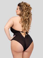Lovehoney Plus Size Barely There Sheer Black Crotchless Teddy, Black, hi-res