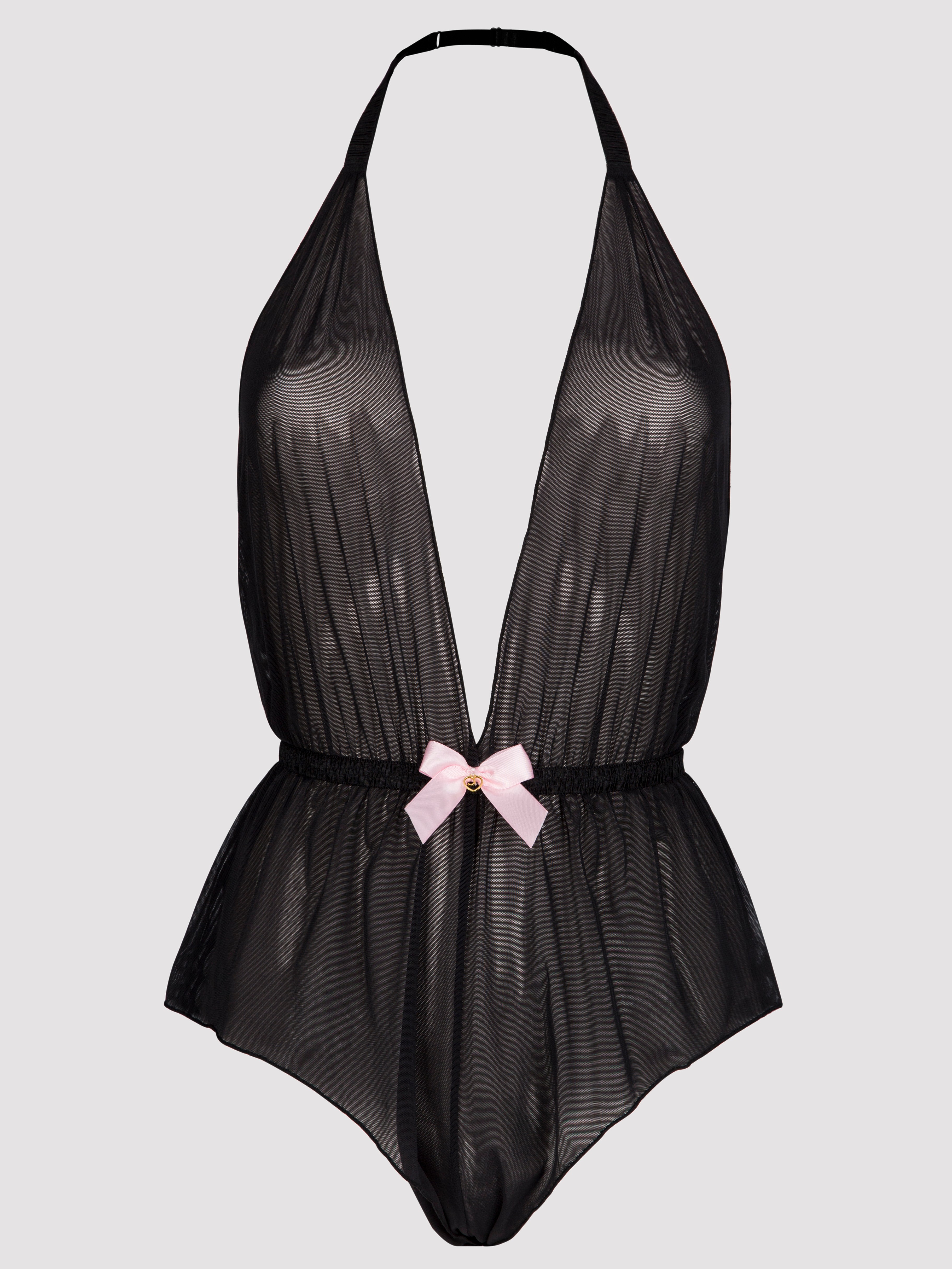 Lovehoney Barely There Sheer Crotchless Body, Black, hi-res