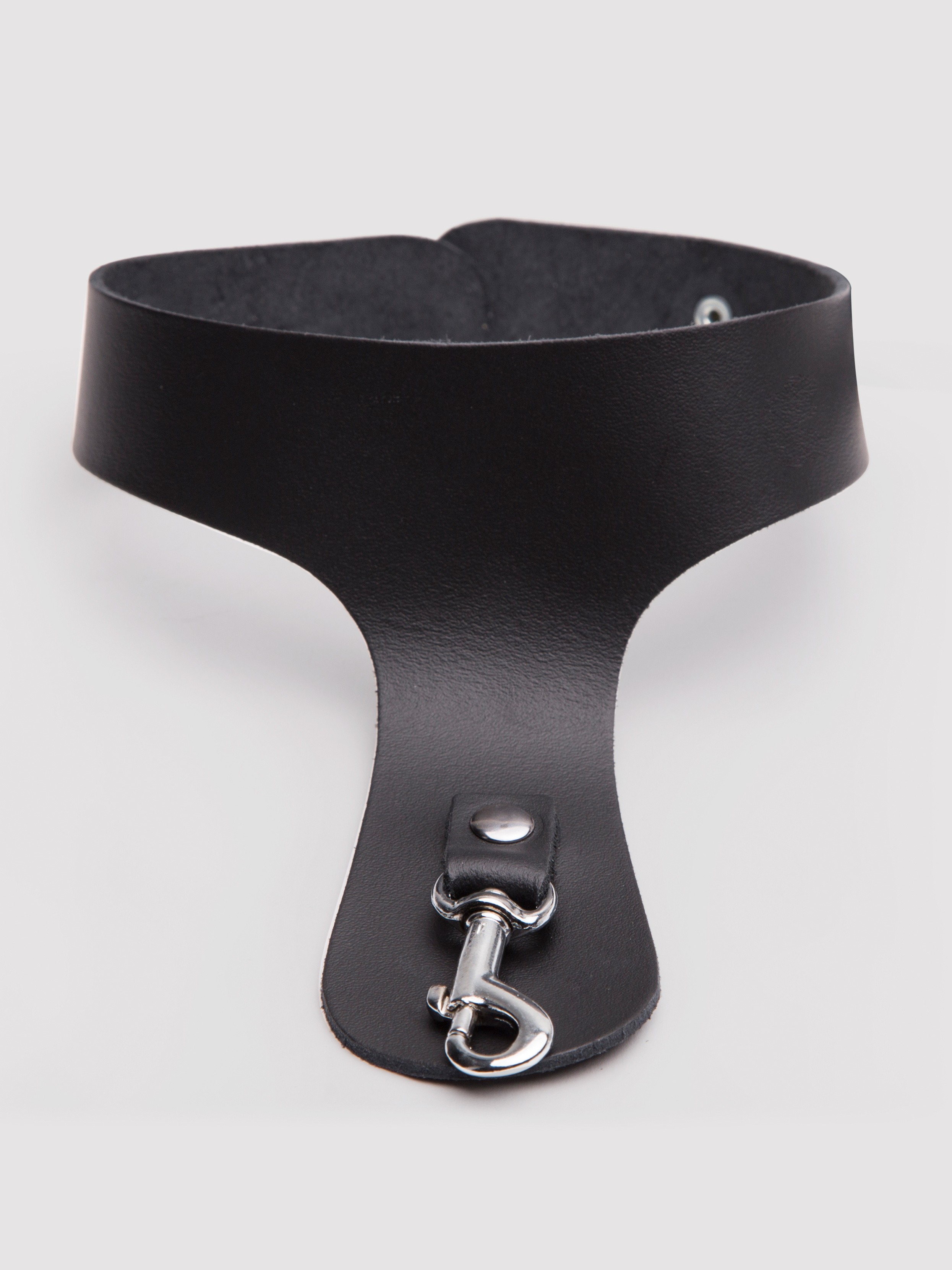 DOMINIX Deluxe Leather Collar with Cock Ring, Black, hi-res