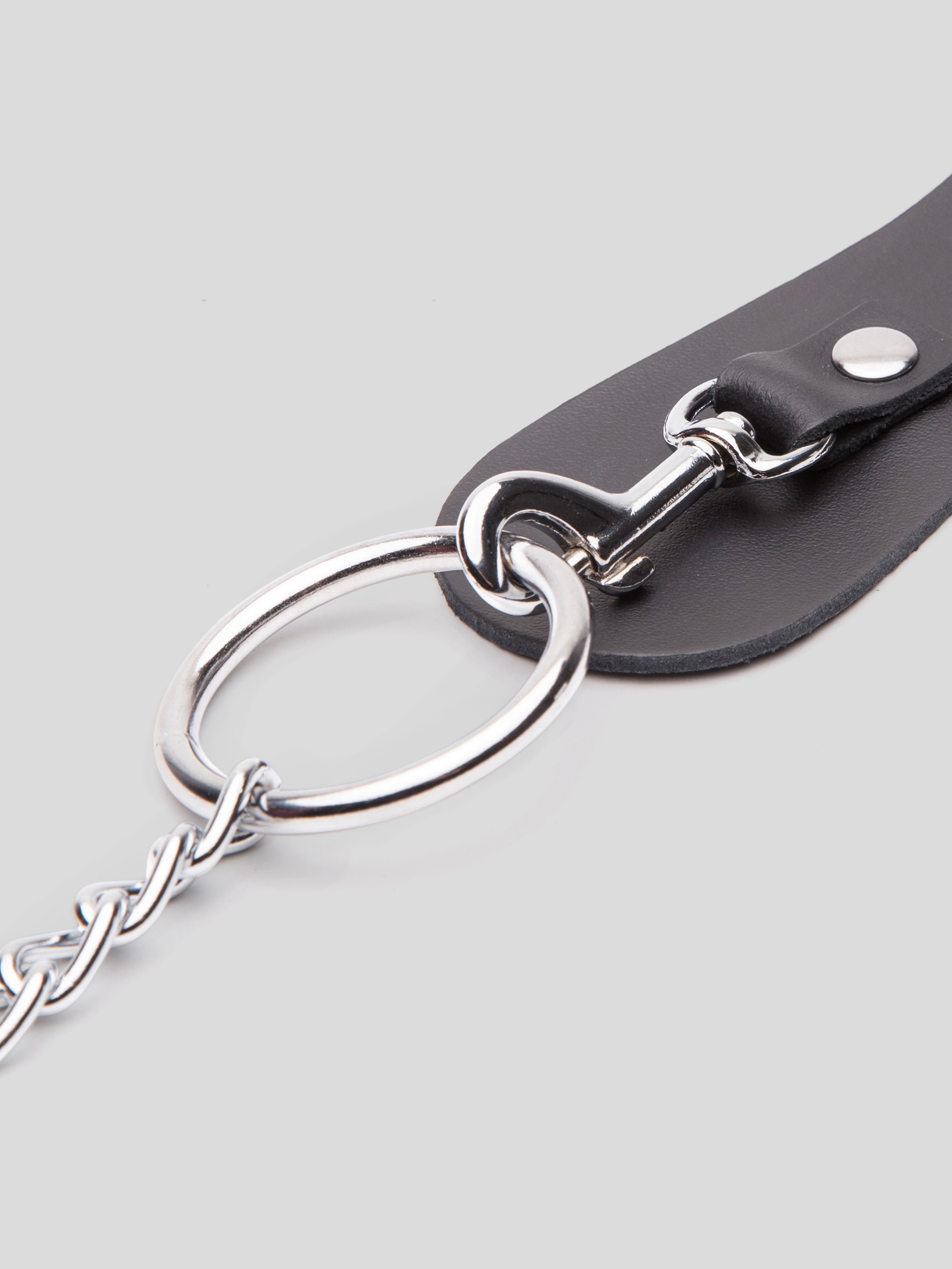 DOMINIX Deluxe Leather Collar with Cock Ring, Black, hi-res