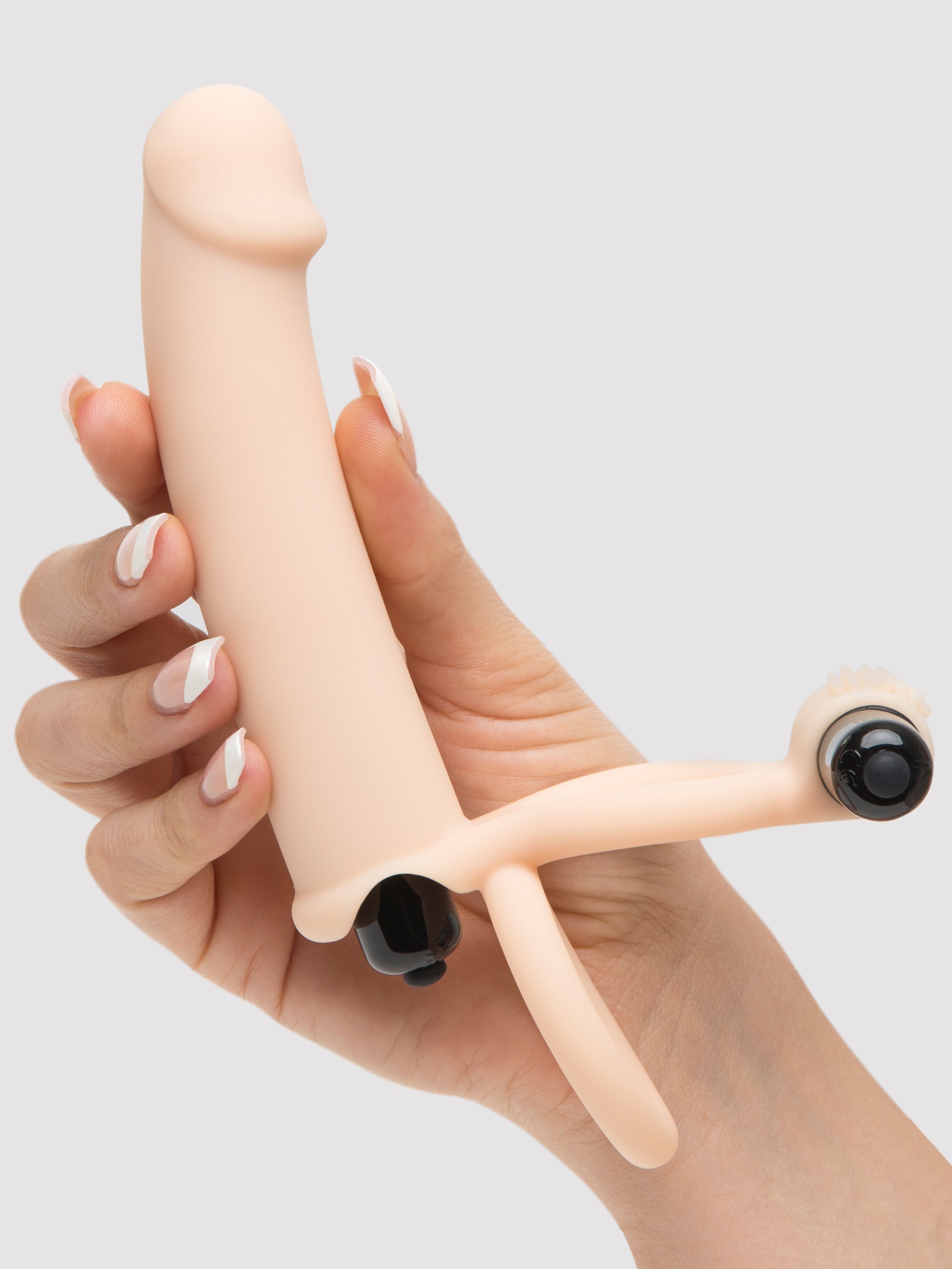 Lovehoney Double Fun Vibrating Double Penetration Strap-On, Flesh Pink, hi-res