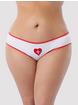 Lovehoney Fantasy Plus Size Nurse Crotchless Cage-Back Knickers, White, hi-res