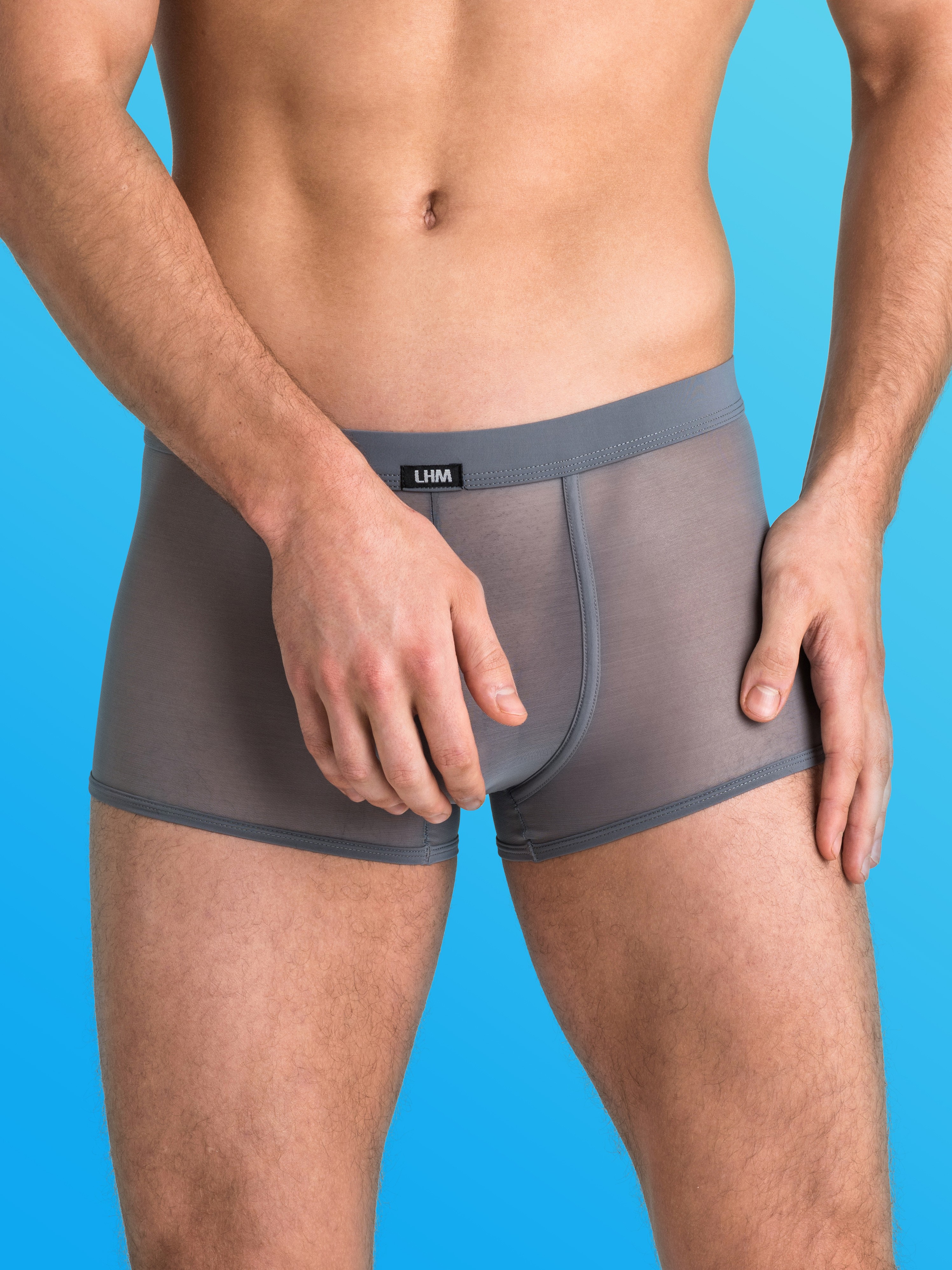 LHM Microfibre & Mesh Boxer Shorts, Grey, hi-res