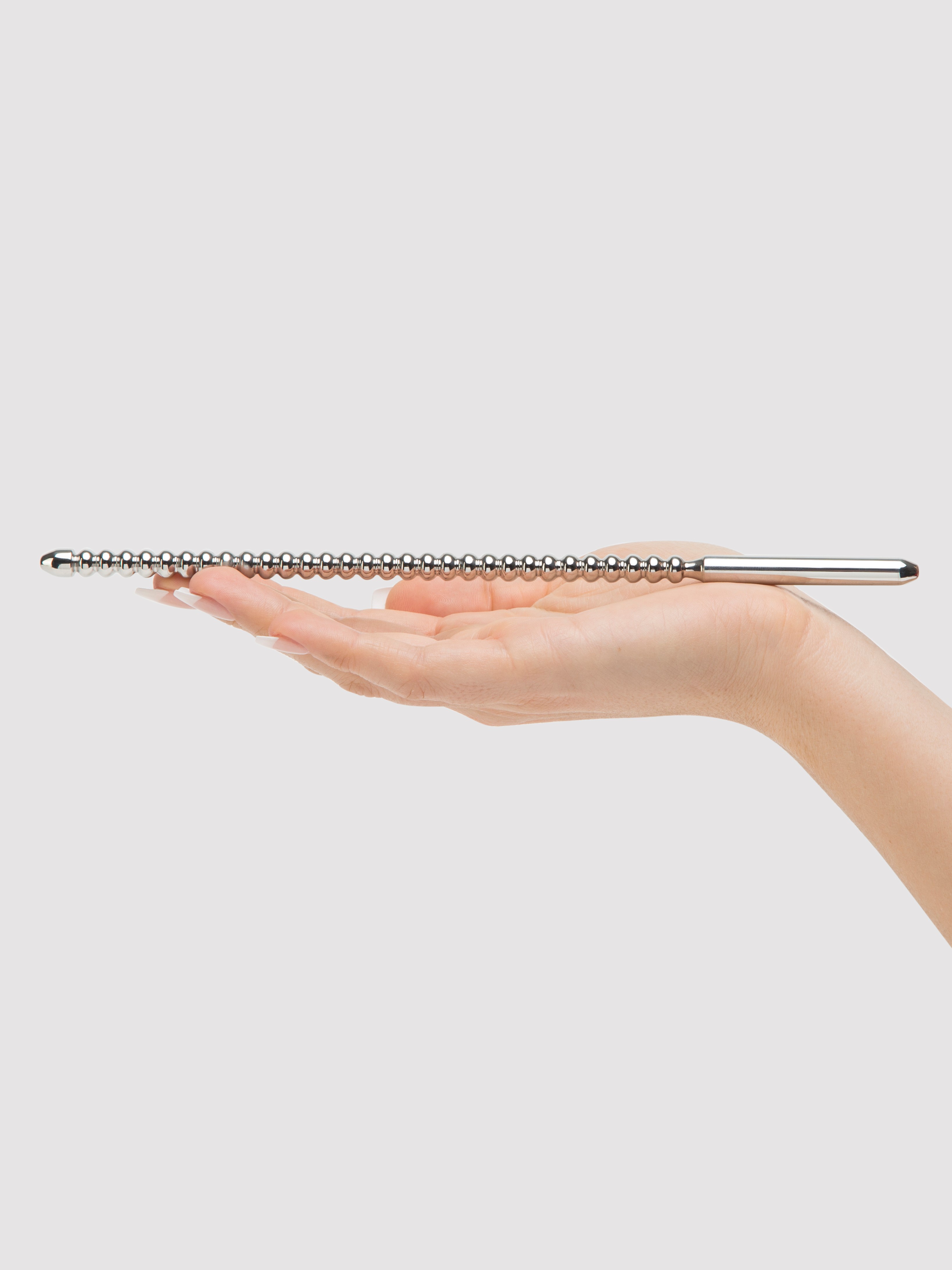 Penis Plug 8mm Double Ended Stainless Steel Ribbed Urethral Dilator, Silver, hi-res