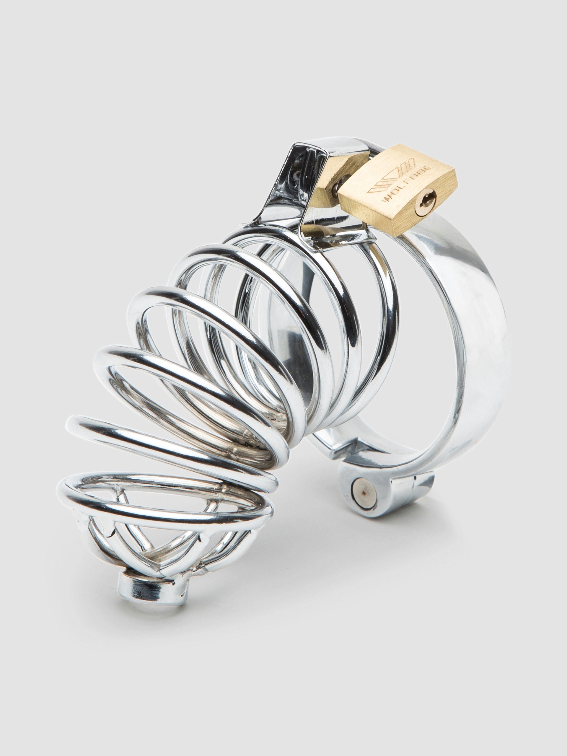 Impound Corkscrew Male Chastity Cage with Urethral Sound, Silver, hi-res
