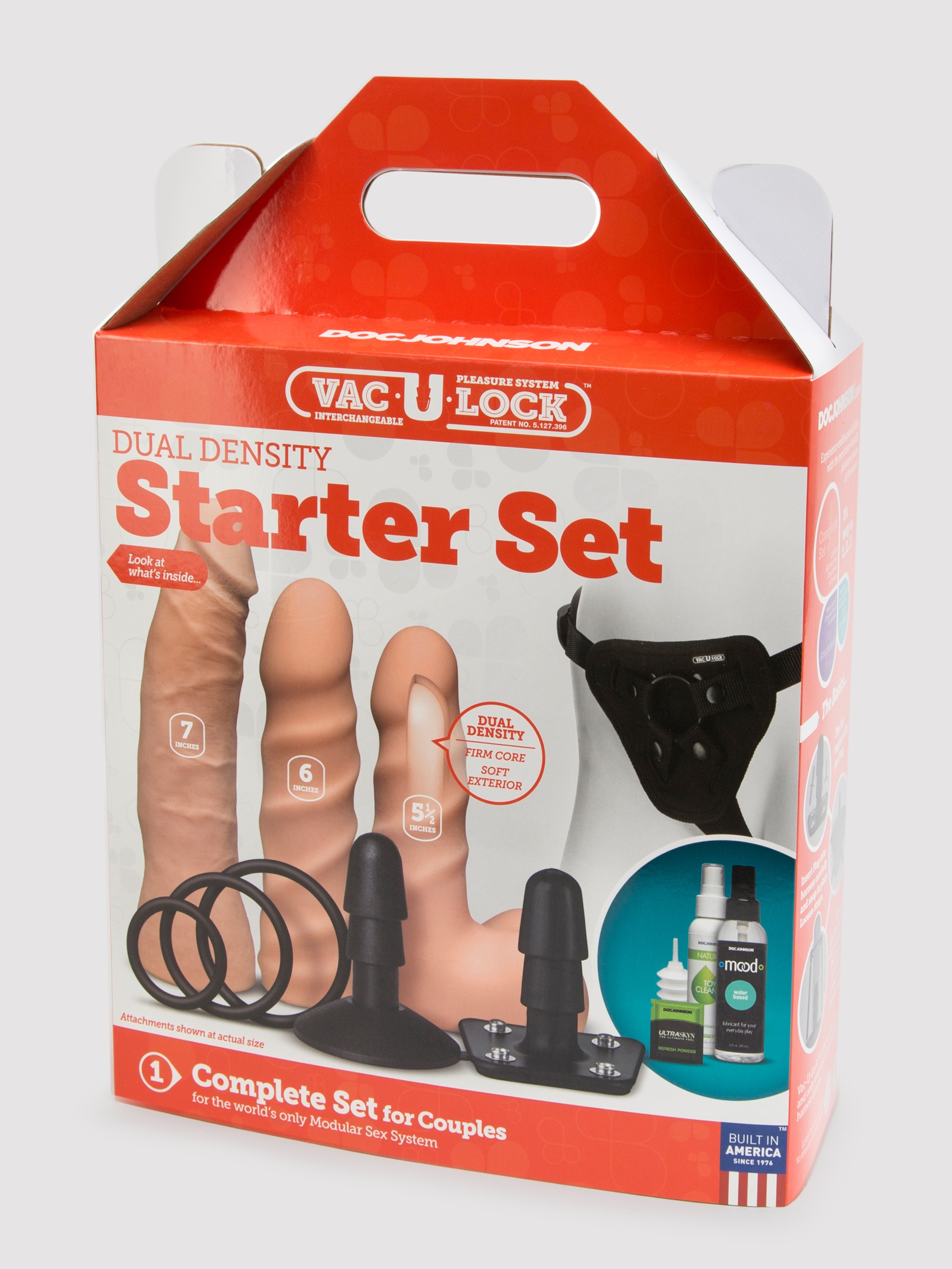 Doc Johnson Vac-U-Lock Realistic Feel Strap-On Starter Set, Flesh Pink, hi-res