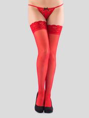 Lovehoney Red Sheer Lace Top Hold-Ups