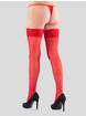 Lovehoney Sheer Lace Top Thigh Highs, Red, hi-res