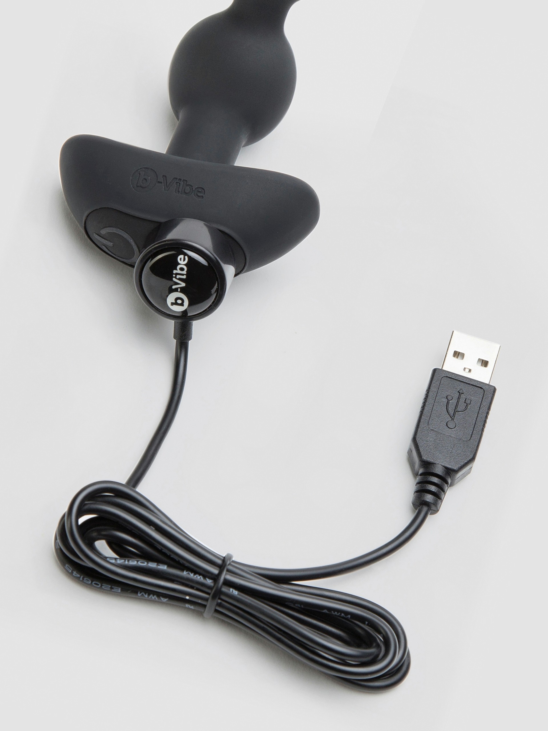 b-Vibe Triplet Rechargeable Remote Control Vibrating Anal Beads, Black, hi-res