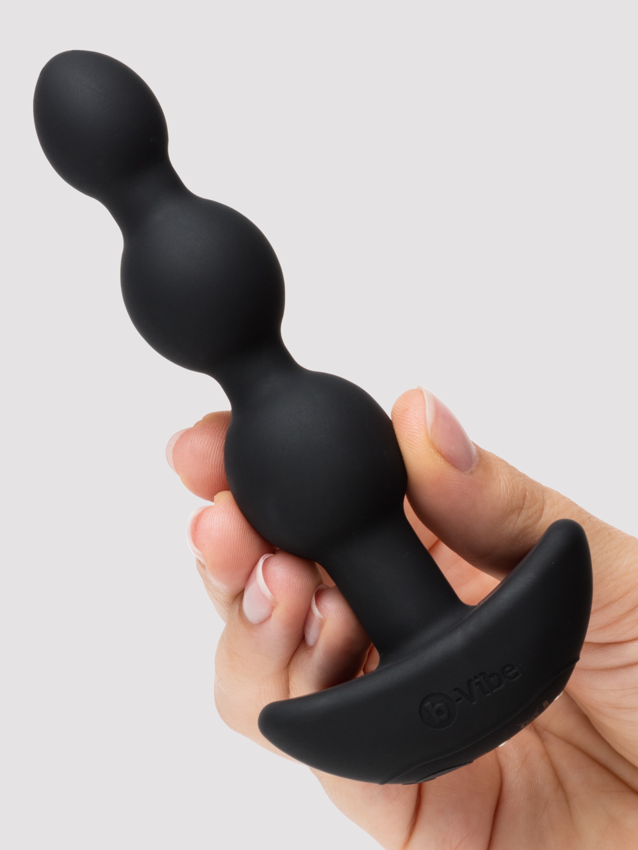 b-Vibe Triplet Rechargeable Remote Control Vibrating Anal Beads, Black, hi-res