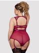 Lovehoney Moonlight Wine Crotchless Plunge Teddy, Red, hi-res