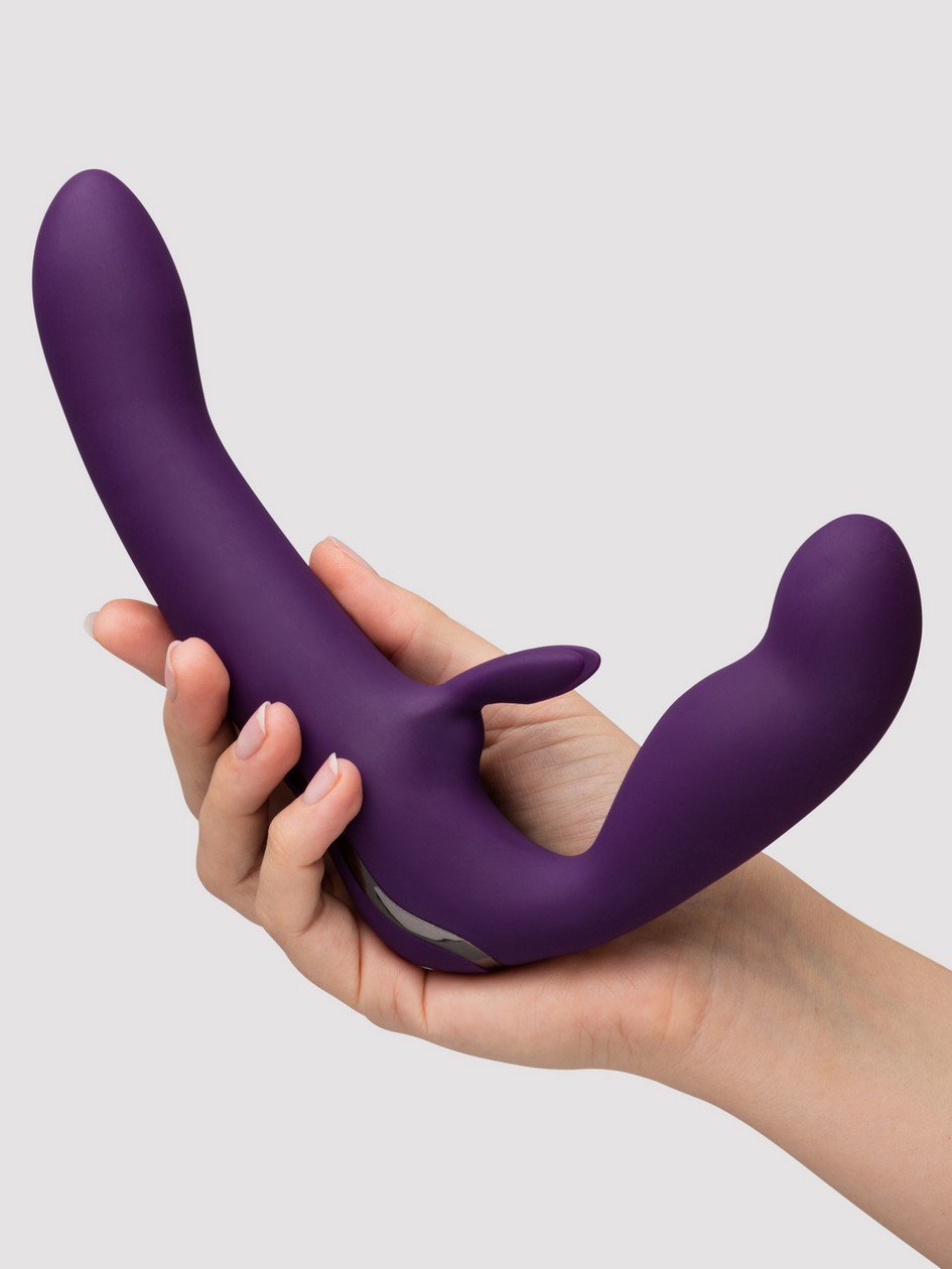 Desire Luxury Rechargeable Strapless Strap-On Dildo Vibrator, Purple, hi-res