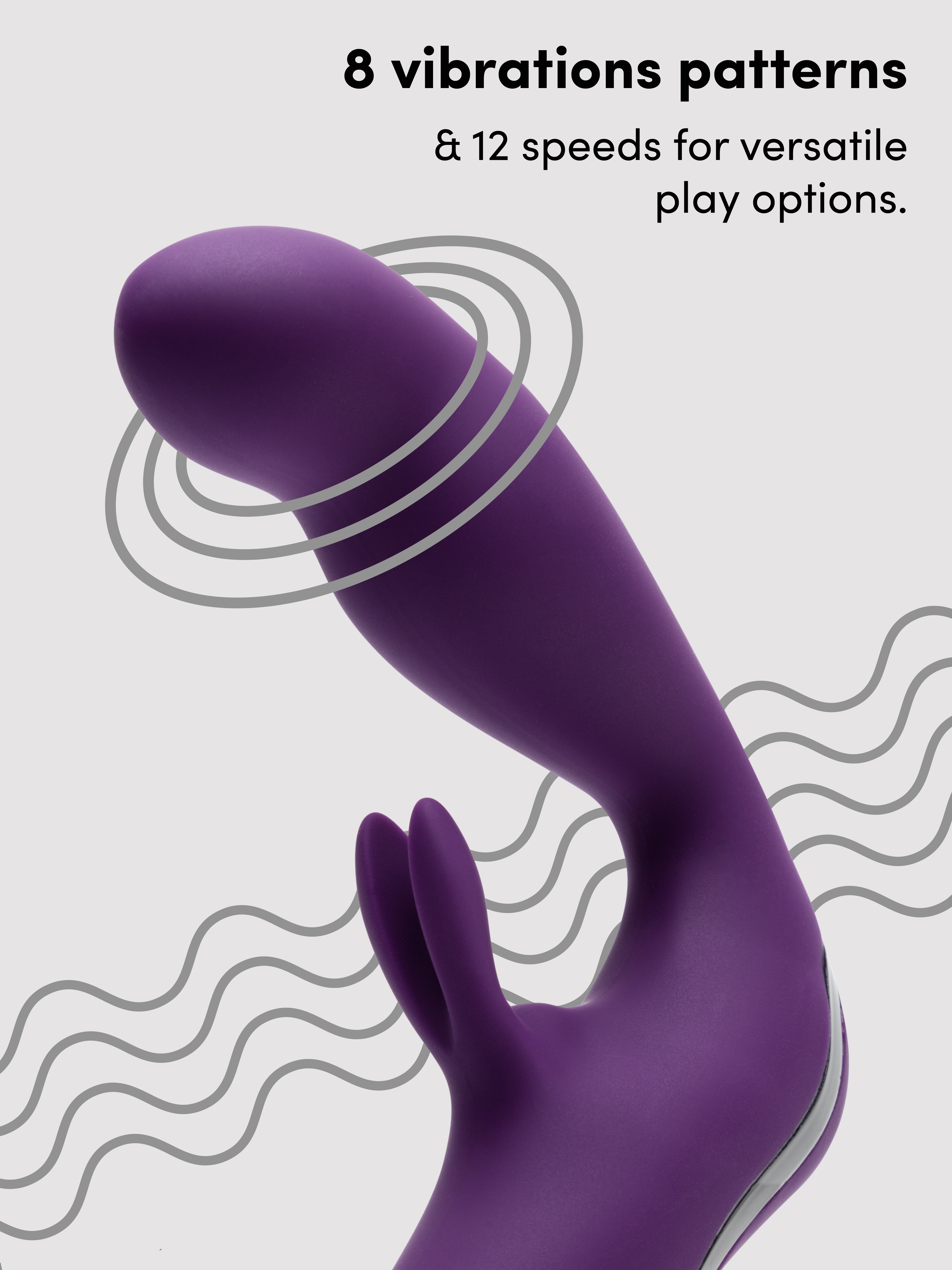 Desire Luxury Rechargeable Strapless Strap-On Dildo Vibrator, Purple, hi-res