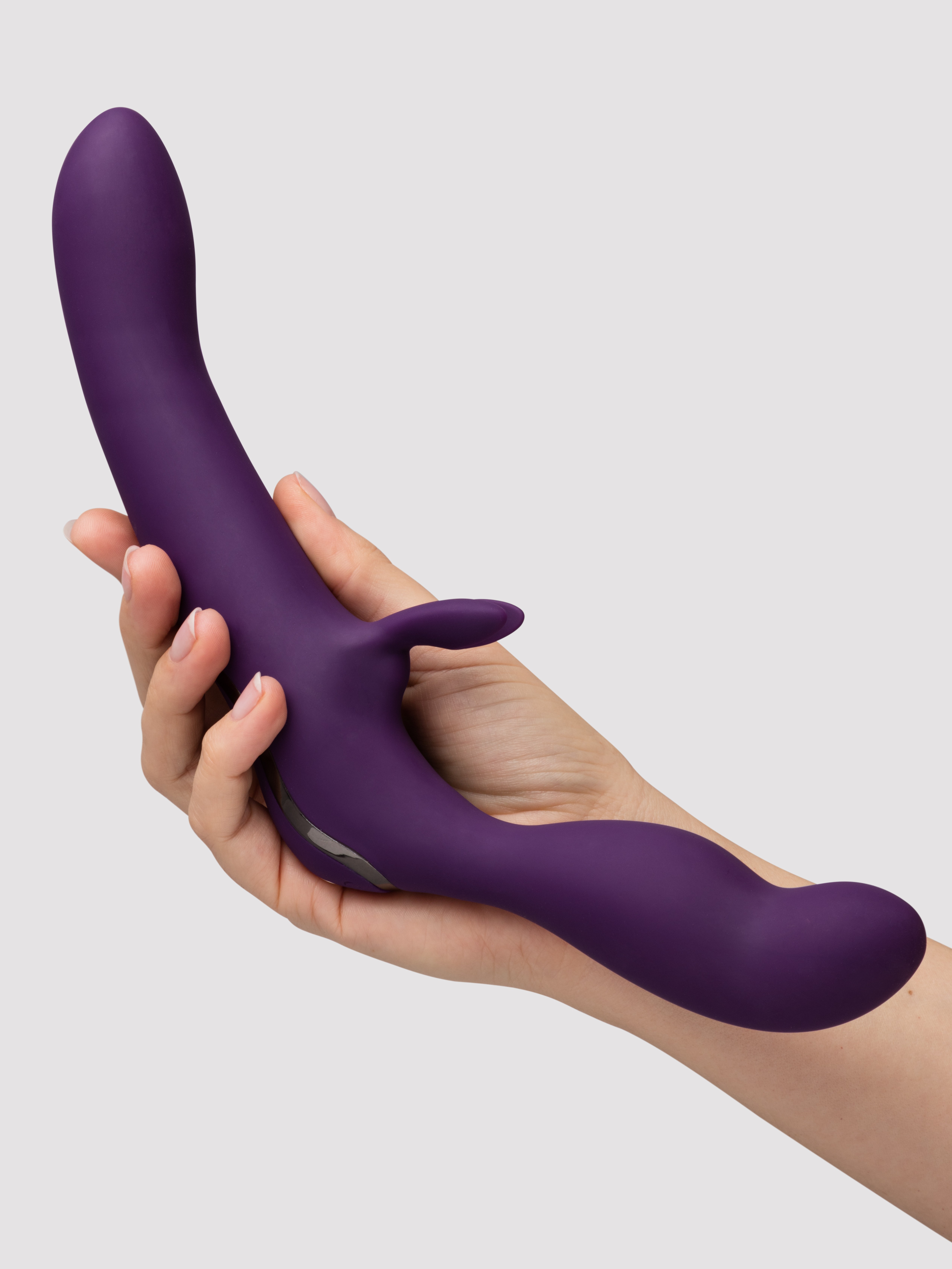 Desire Luxury Rechargeable Strapless Strap-On Dildo Vibrator, Purple, hi-res