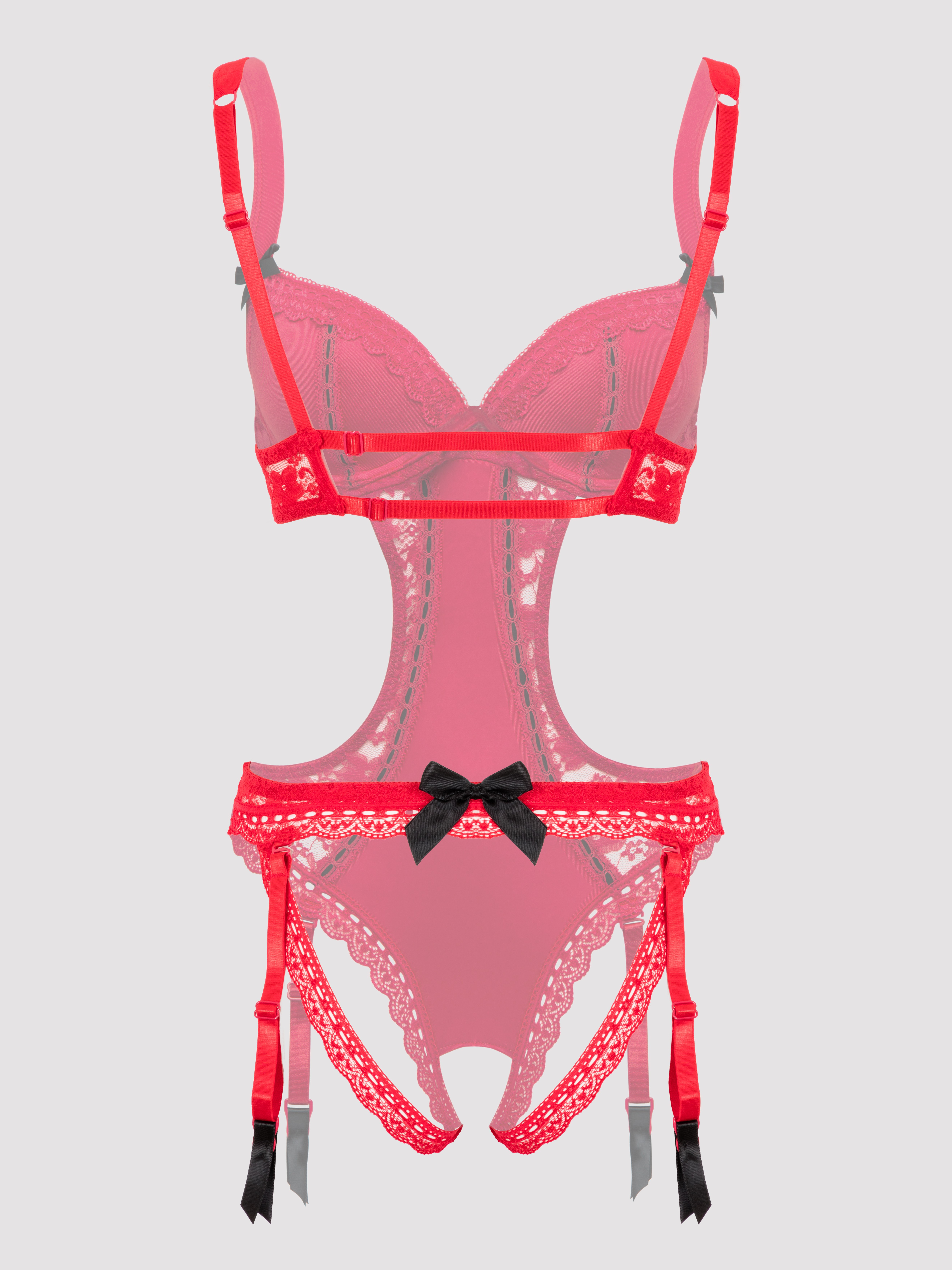 Lovehoney Seduce Me Push-Up Crotchless Cut-Out Body, Red, hi-res