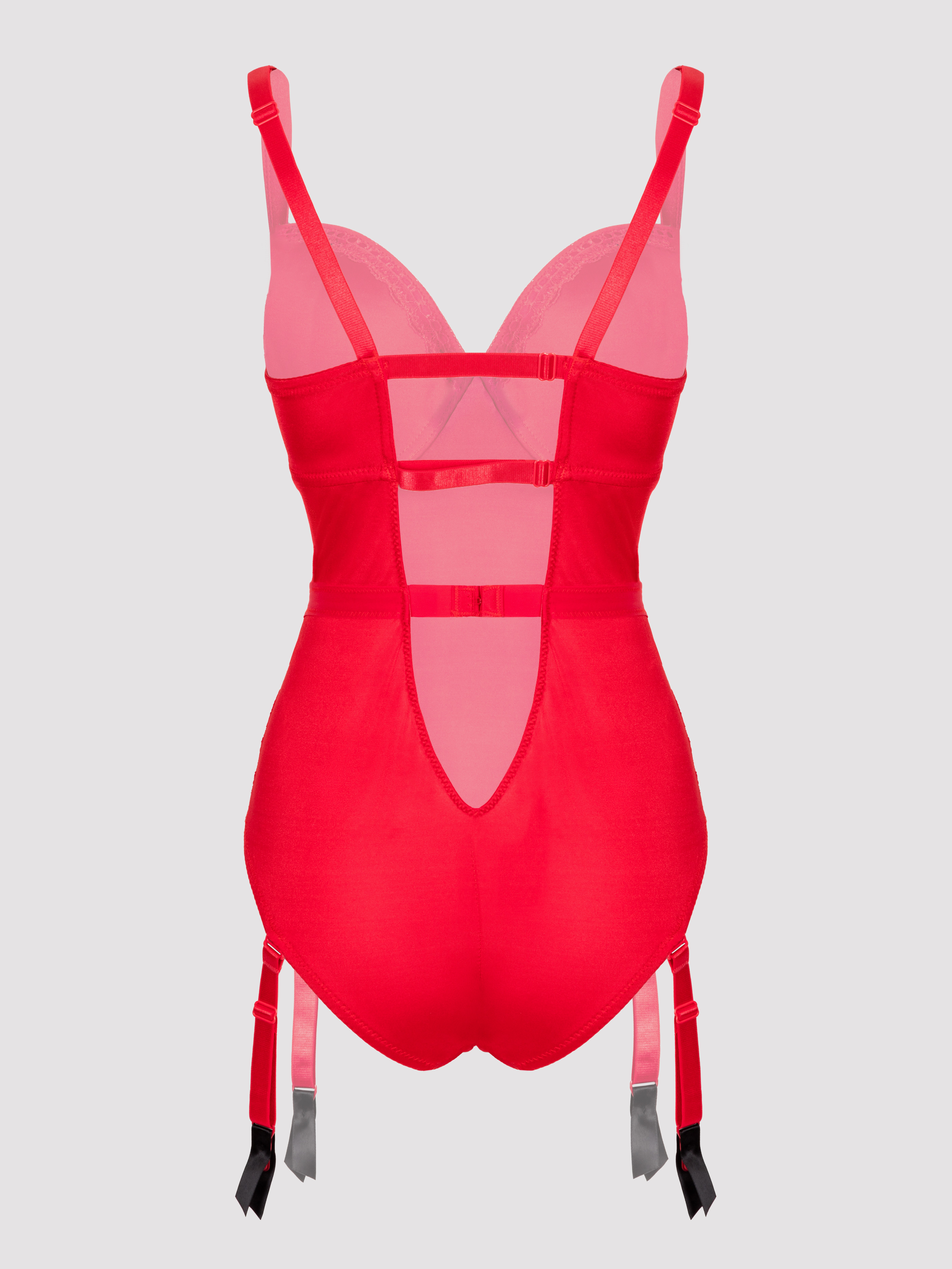 Lovehoney Plus Size Seduce Me Red Push-Up Crotchless Body, Red, hi-res