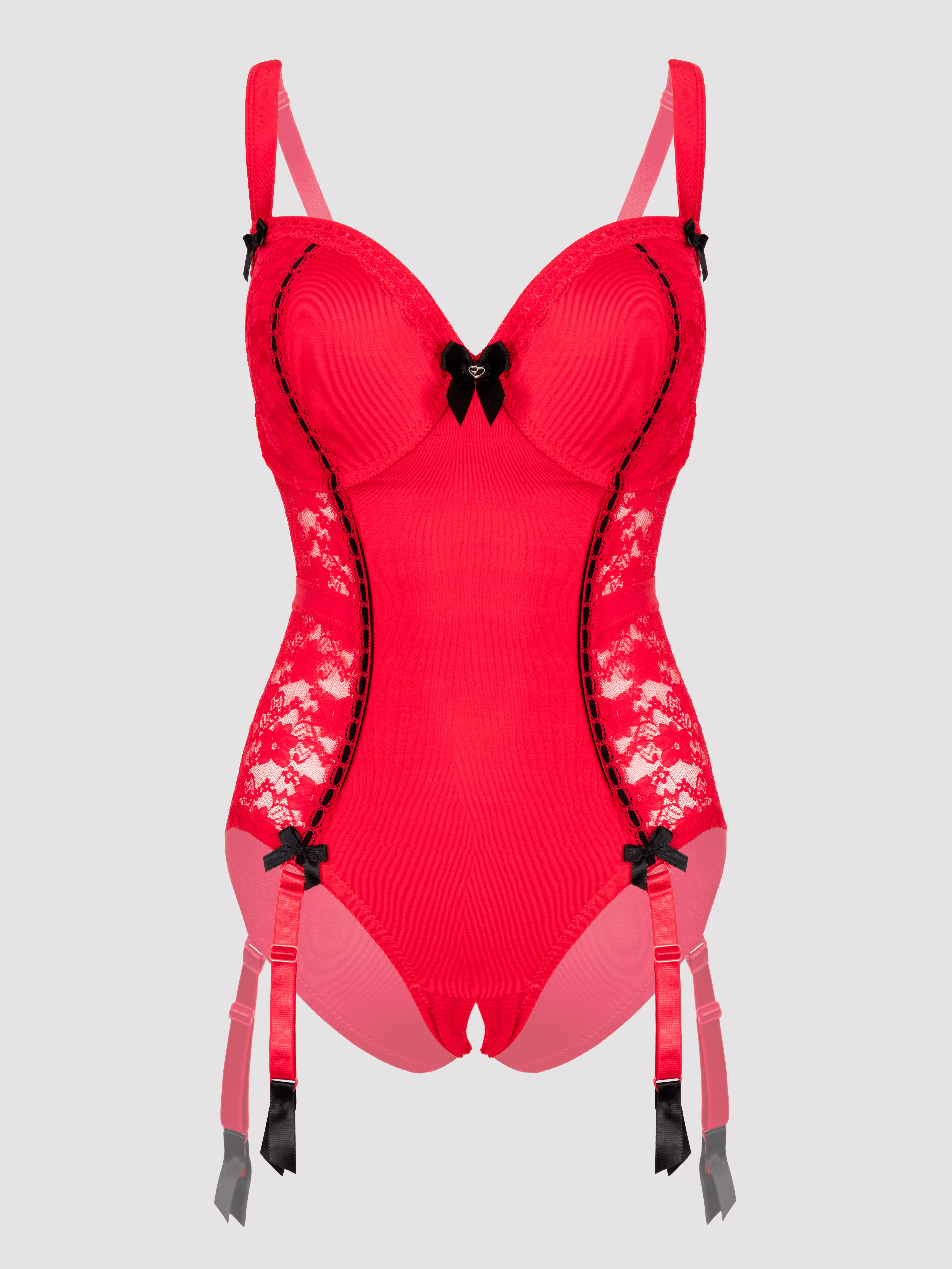 Lovehoney Plus Size Seduce Me Red Push-Up Crotchless Body, Red, hi-res