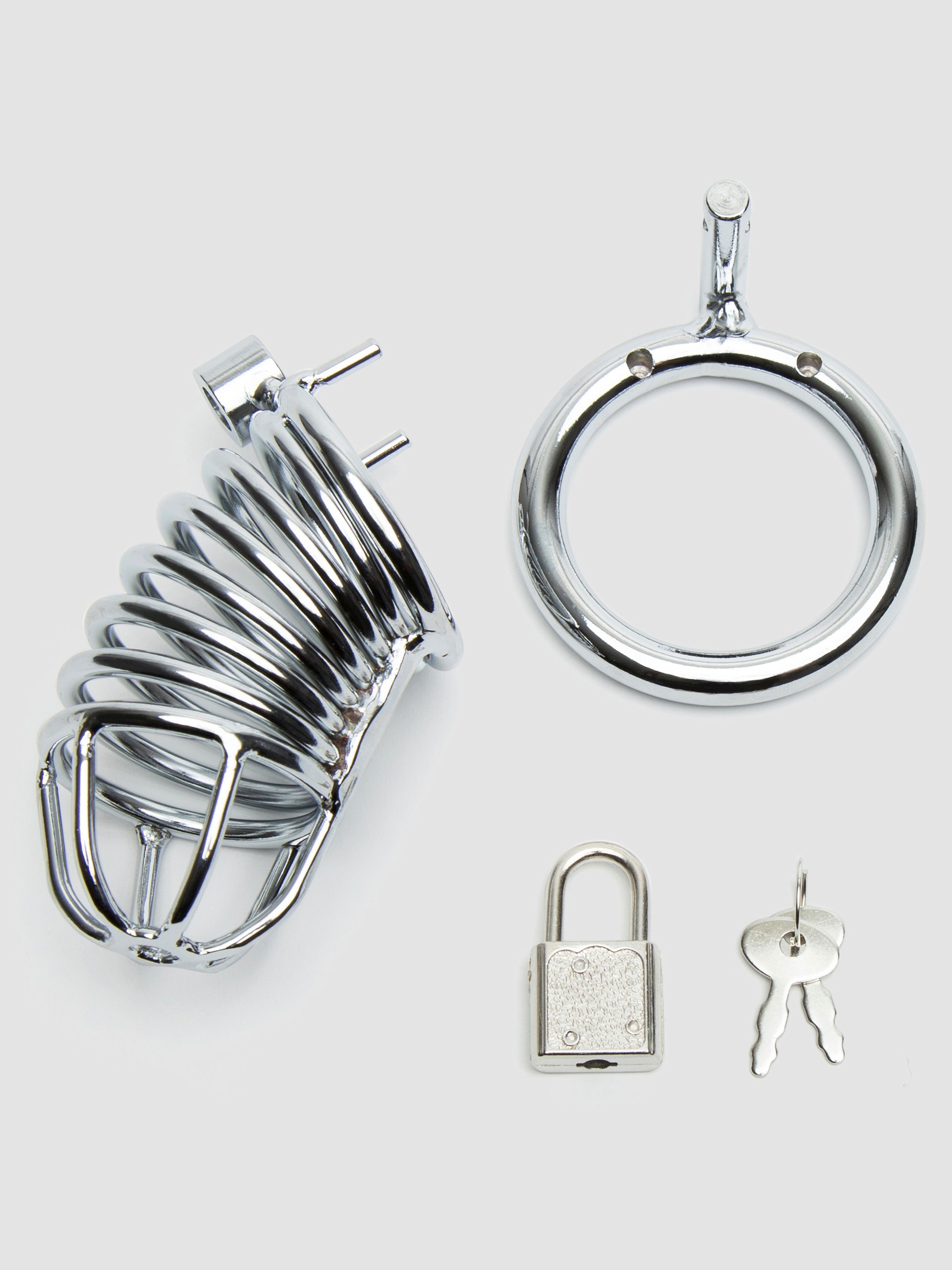 DOMINIX Deluxe Chastity Cock Cage 3.5 Inch, Silver, hi-res