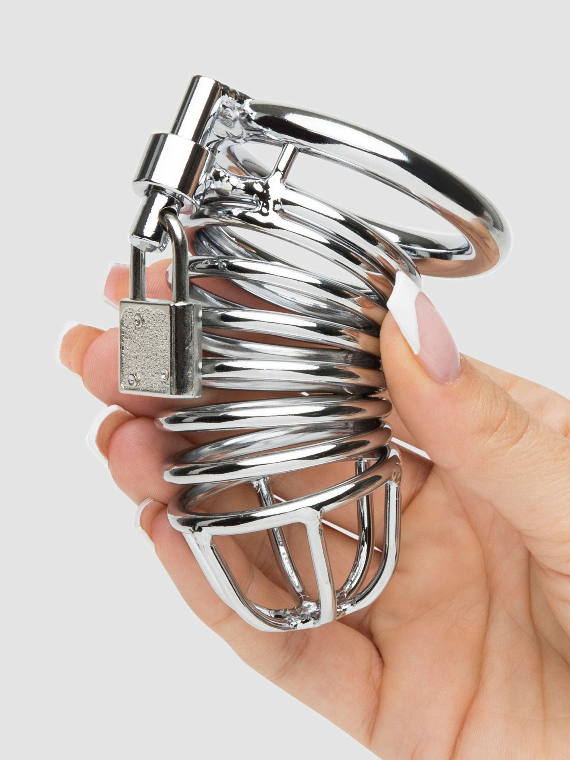 DOMINIX Deluxe Chastity Cock Cage 3.5 Inch, Silver, hi-res
