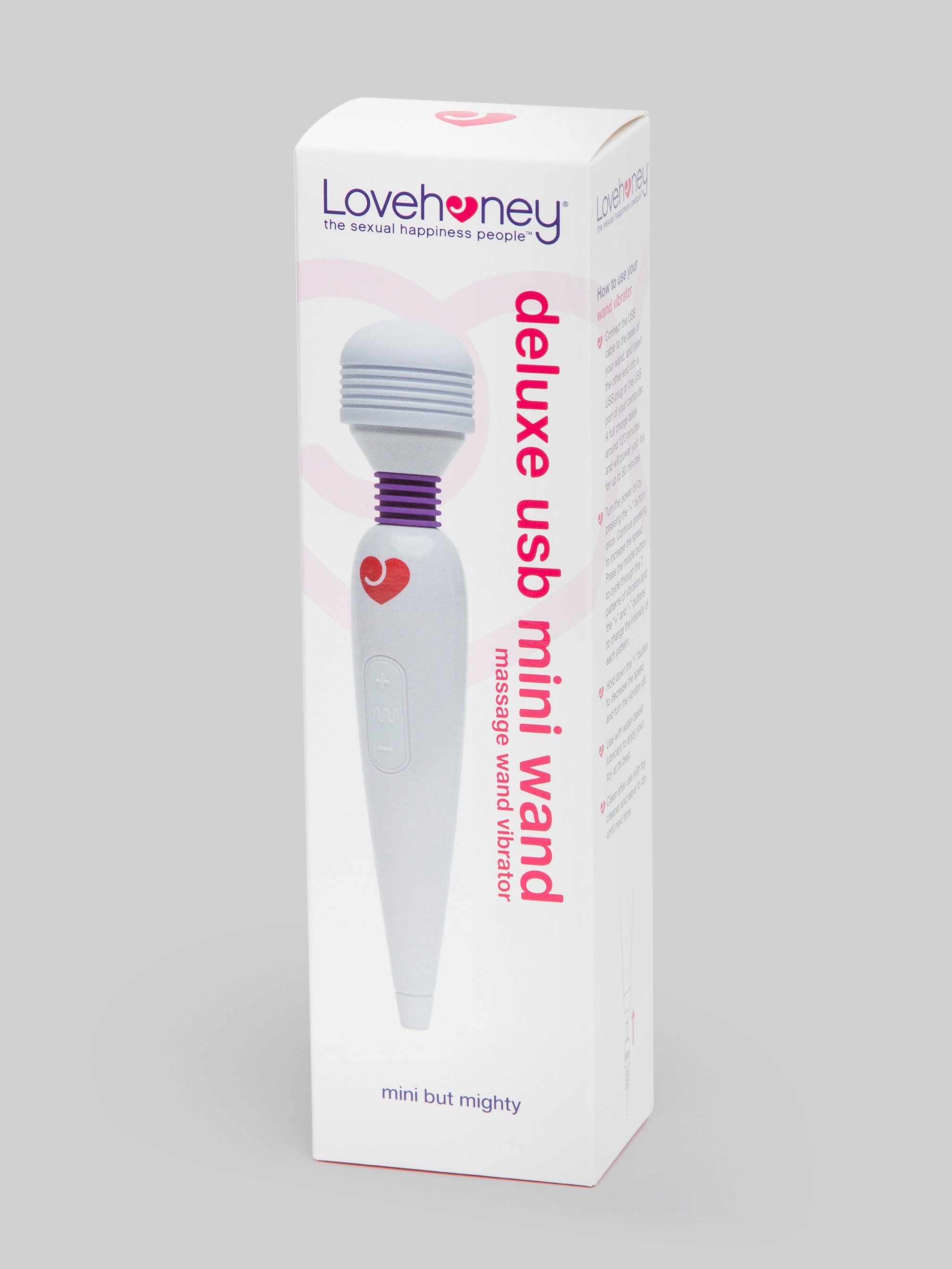 Lovehoney Deluxe Rechargeable Mini Massage Wand Vibrator, White, hi-res