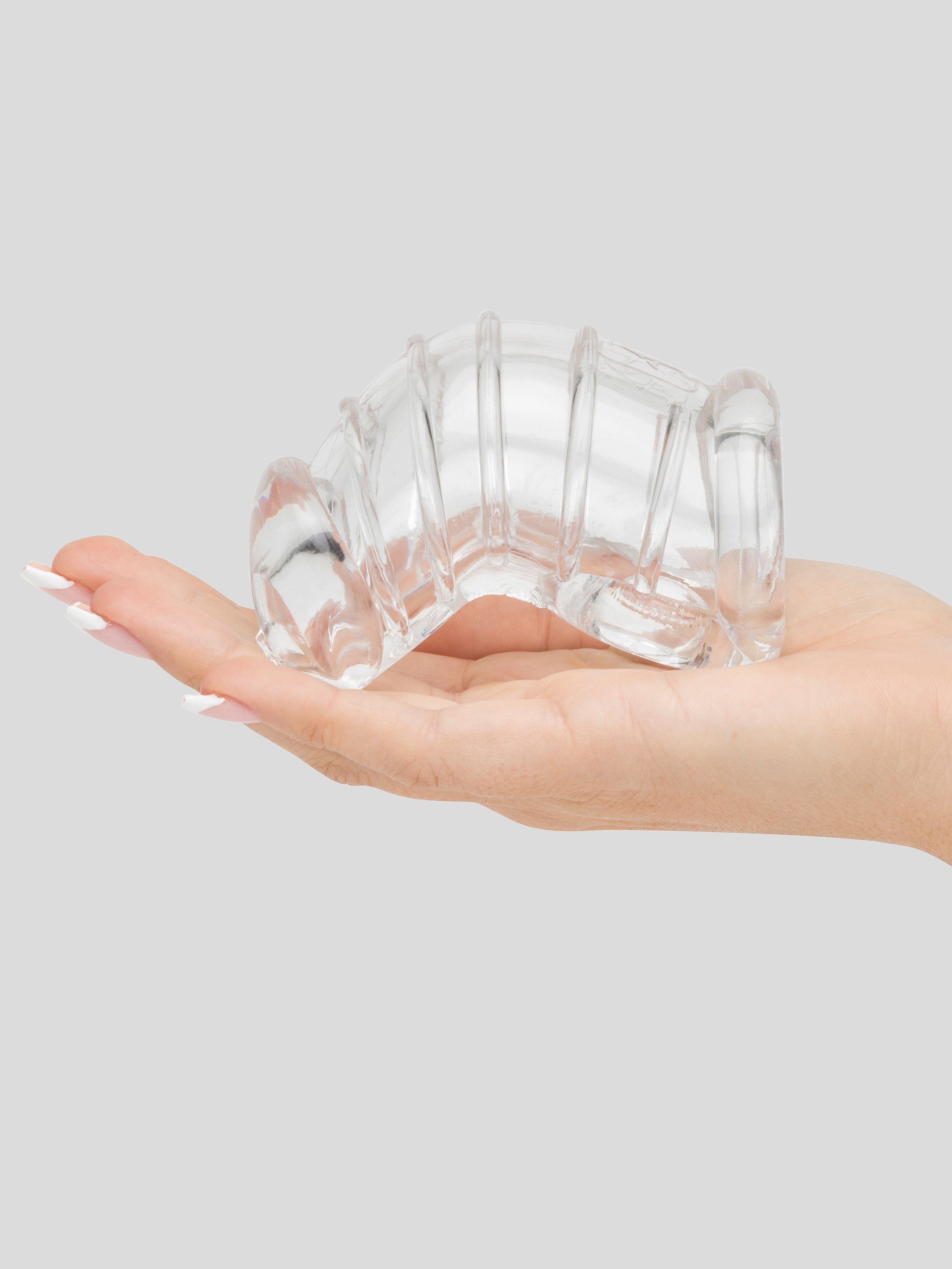 Master Series Detained Stretchy Soft Chastity Cage, Clear, hi-res