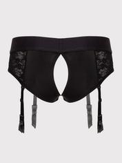 Lovehoney Unisex Crotchless Open-Back Lace Harness Briefs, Black, hi-res