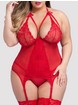 Lovehoney Wild Romance Red Basque Set, Red, hi-res