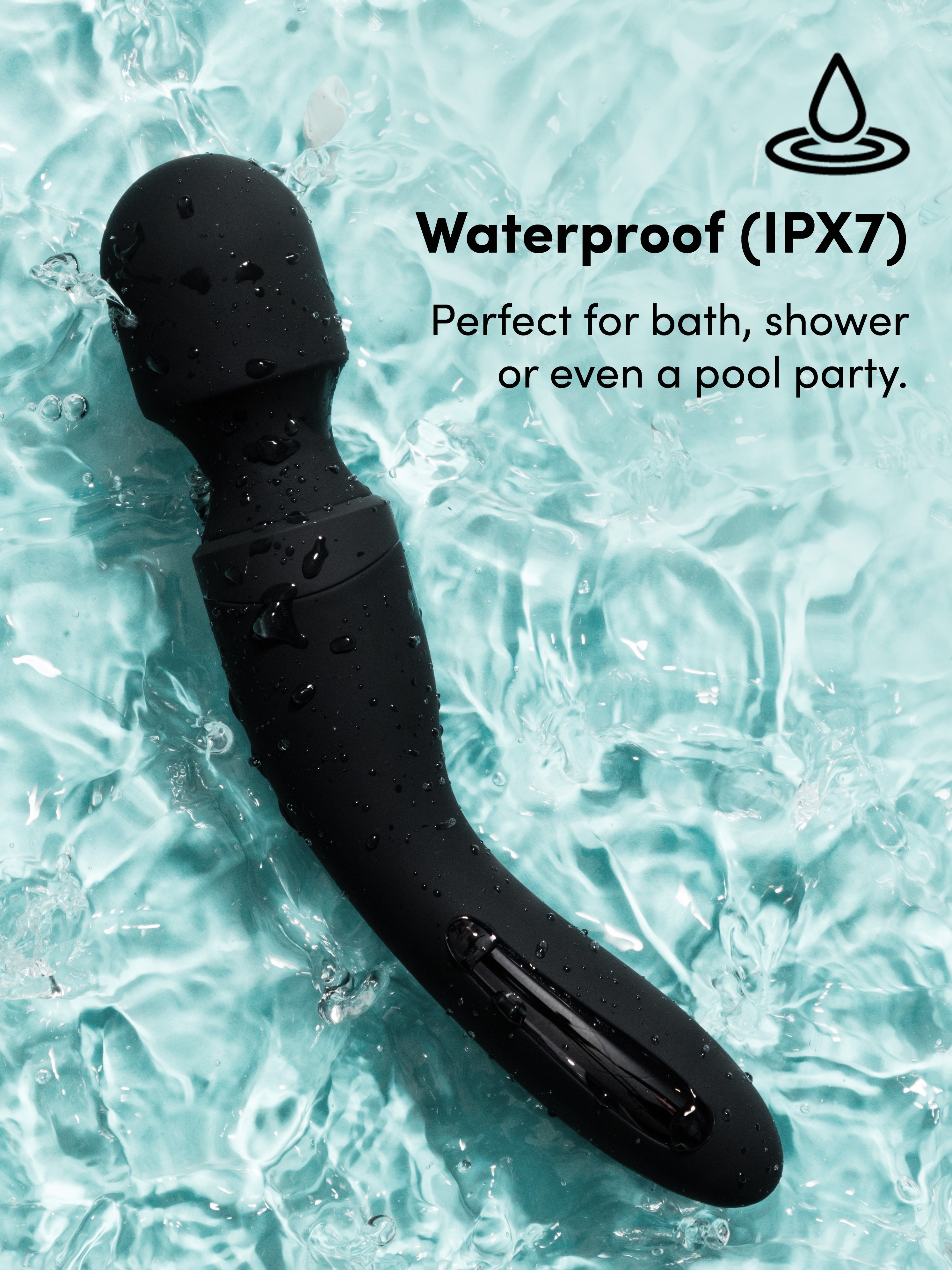 Mantric Rechargeable Wand Vibrator, Black, hi-res